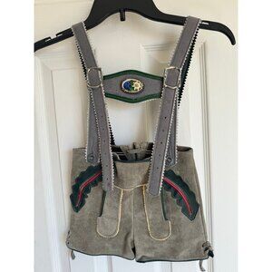 Vintage 1960's Octoberfest Suede Lederhosen Leather Shorts with Suspenders Child